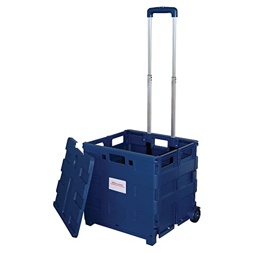 Office Depot Mobile Folding Cart With Lid, 16in.H x 18in.W x 15in.D, Blue, 50803 Office Depot