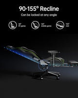 AutoFull Gaming Chair, Racing Style Gaming Chair with Ergonomic Lumbar Support,Adjustable High Back PU Leather PC Chair with Footrest,Black AutoFull