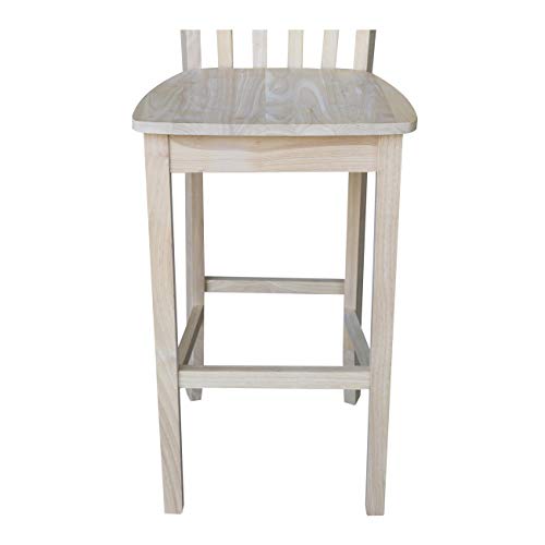 International Concepts Slat Back Stool, 30-Inch SH, Unfinished IC International Concepts