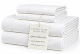100% Egyptian Cotton Sheets Queen Size Bed Set, 15" Deep Pocket Queen Sheet set, Sateen Cotton Bed Sheet, Cool Soft Breathable No Pill Elasticated Luxury White Bedding For All Seasons