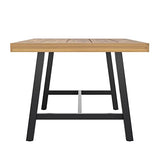 EMMA + OLIVER Whitford Natural Finish Solid Acacia Wood Dining Table with Black Metal Legs for Indoor and Outdoor Use EMMA + OLIVER