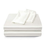 Satin Bed Sheets Full Size Sheet Sets, White Silk Sheets, 4 - Pieces Soft Bedding Set with 1 Deep Pocket Fitted Sheet,1 Flat Sheet,2 Pillowcase Luxbedding
