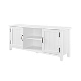 Walker Edison Buren Classic Grooved Door TV Stand for TVs up to 65 Inches, 58 Inch, Solid White Walker Edison