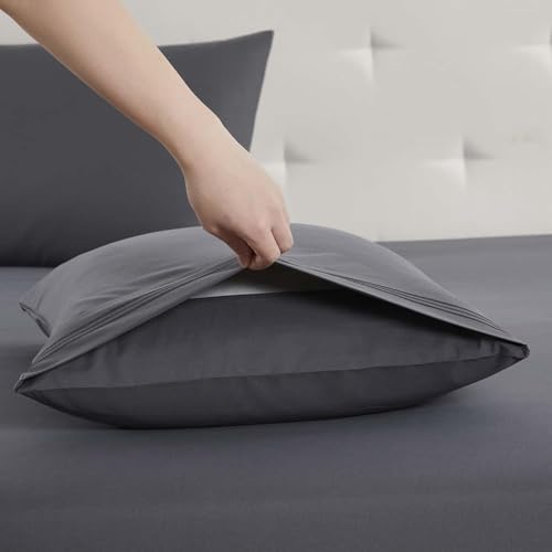 Clara Clark RV Queen Sheets, 6 Piece RV Sheets Set - Hotel Luxury Sheets for RV Bunks, Super Soft Bedding Set, Short Queen,Charcoal Gray Clara Clark