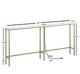Masupu 70.9 Inch Console Table with Power Outlet，Modern Narrow Long Sofa Table Behind Couch,Skinny Entry Table with Gold Metal Frame for Entryway,Living Room, Hallway,Classic White Masupu