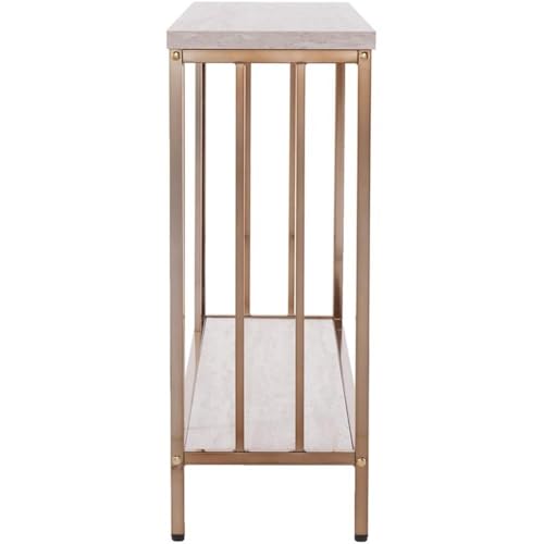 SEI Furniture Brexlyn Faux Stone Top Console Table in Champagne and White Southern Enterprises