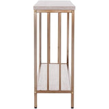 SEI Furniture Brexlyn Faux Stone Top Console Table in Champagne and White Southern Enterprises