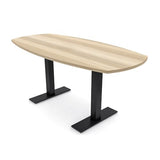 SKUTCHI DESIGNS INC. 6 Person Boat Shaped Conference Table Metal T Bases | Harmony Series | 6X3 | Blonde Surfside Ash with Matte Black Base SKUTCHI DESIGNS INC.