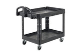 Rubbermaid Commercial Products 2-Shelf Utility/Service Cart, Medium, Lipped Shelves, Ergonomic Handle, 500 Lbs Capacity, for Rubbermaid Commercial Products