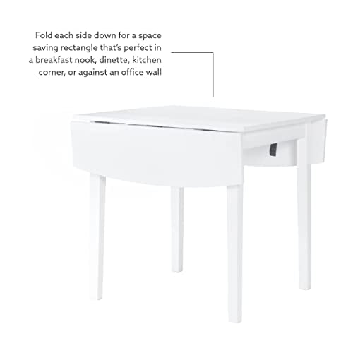 Linon White 30" Square 30" X 48" Fully Extended Torino Drop Leaf Table - WoodArtSupply