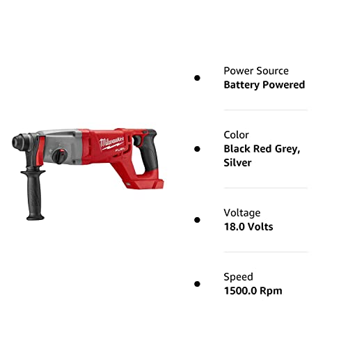 Milwaukee Electric Tool 2713-20 Milwaukee M18 Fuel 18V Lithium-Ion Brushless Cordless Sds Plus D-Handle Rotary Hammer, 1", Bare Tool, Plastic, 17.63" x 3.85" x 6.61" Milwaukee