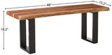 Alaterre Furniture Alpine Live Edge Solid Wood 48 inch Bench with Metal Legs, Natural Alaterre Furniture