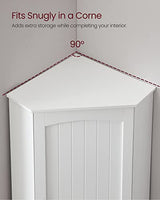 VASAGLE Corner Cabinet, Tall Corner Storage Cabinet with 2 Doors and 4 Adjustable Shelves, for Bathroom Kitchen Living Room, Modern Farmhouse Design, White UBBC541P31 VASAGLE