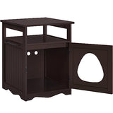 Yaheetech Cat Litter Box Enclosure, Hidden Litter Box Furniture with Open Shelf, Indoor Cat Washroom, Storage Cabinet Pet Crate, Side End Table, Wooden Pet House Espresso Yaheetech
