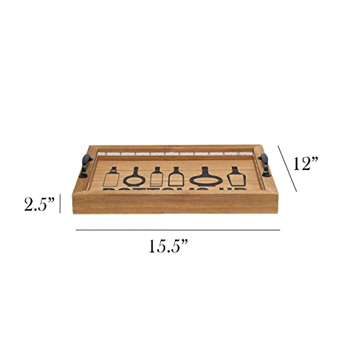 Elegant Designs HG2032-NBU Salento Farmhouse Rectangle Decorative LED Light Up Wooden Serving Tray w Black Metal Handles & Bottoms Up in Black for Décor, Centerpiece, Breakfast, Coffee,Bar, Natural Elegant Designs