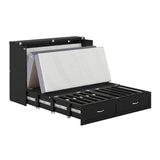 AFI, Marion Queen Wood Murphy Bed Chest with 6" Mattress, Storage Drawer, & Built-in Charger, Black AFI