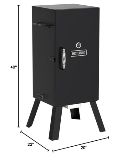 Masterbuilt® 30-inch Electric Vertical BBQ Smoker with Analog Temperature Control, Chrome Smoking Racks and 535 Cooking Square Inches in Black, Model MB20070210 Masterbuilt
