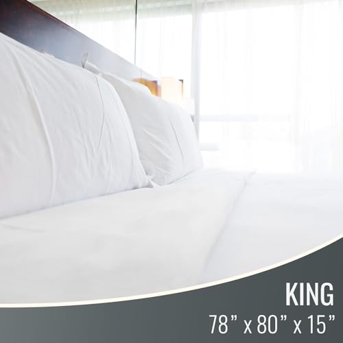 DMI Waterproof Mattress Protector, Mattress Pad, Waterproof Mattress Cover, Bed Pad and Bed Coverr, Encased Zippered Fit, King, White DMI