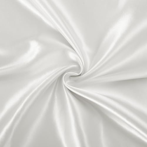 SiinvdaBZX 3-Piece Set Satin Twin Fitted Sheet & 2 Pillowcase, Ivory White Silky Soft Fitted Bottom Sheet, Wrinkle Free, Fade Resistant, Deep Pocket Bed Sheet (Deep Up to 15") SiinvdaBZX