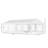 Outsunny 13 x 26 ft Heavy Duty Party Tent Outdoor Gazebo Wedding Tent Event Shelter Carport BBQ with Removable Sidewalls & Windows, Outside Waterproof Canopy for Parties, White Outsunny