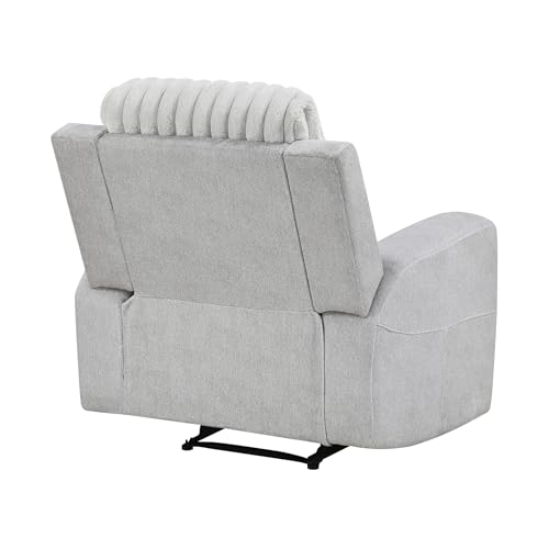 Lexicon Modern Recliner Chair for Living Room, Manual Wall Hugger Textured Microfiber Reclining Chair, Plush Corduroy Channel Seat Back, Manual Recliner, Light Gray Lexicon