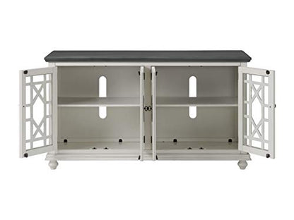 Martin Svensson Home Elegant TV Stand, 63" W x 35" H, White with Grey Top