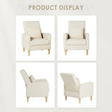 COLAMY Modern Upholstered Accent Chair Armchair with Pillow, Fabric Reading Living Room Side Chair,Single Sofa with Lounge Seat and Wood Legs, Beige COLAMY
