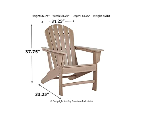 Signature Design by Ashley Sundown Treasure Outdoor Patio HDPE Adirondack Chair, Light Brown Signature Design by Ashley
