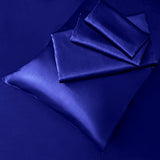 Manyshofu Satin Full Sheets Set 4 Piece - Soft Silky Satin Sheets Set, Royal Blue Bed Sheets Cooling & Luxury Bedding Sheet Set(1 Fitted Sheet, 1 Flat Sheet, 2 Pillow Cases) Manyshofu