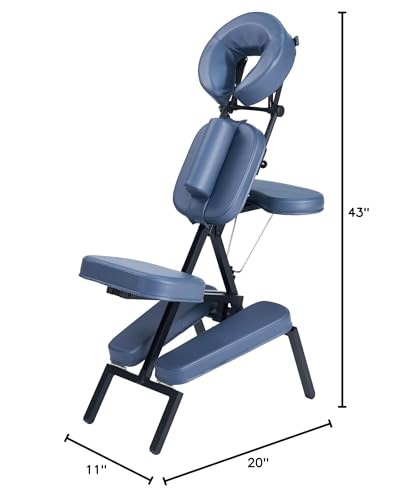 Professional Portable and Lightweight Tattoo/Massage Chair by Master Massage - Folding Aluminum Frame with Adjustable Features and Wheeled Carrying Case, Blue Master Massage Equipment