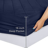 Utopia Bedding Quilted Fitted Mattress Pad, Twin Size, Elastic Fitted Mattress Topper Protector and Cover with Deep Pocket Stretches up to 16 Inches, Machine Washable (Navy) Utopia Bedding