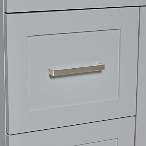 ARIEL 55" Grey Bathroom Vanity 1.5" Edge Pure White Quartz Countertop & Splash, Rectangular Sink, 2 Soft Closing Doors, 4 Full Extension Dovetail Drawers, Built in Toe Kick ARIEL