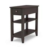 ChooChoo Side Table Living Room, Narrow End Table with Drawer and Shelf, 3-Tier Sofa End Table for Small Space, Espresso ChooChoo