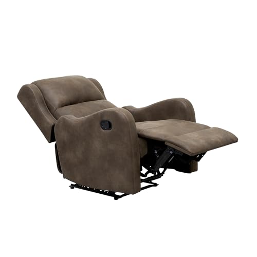 Lexicon Manual Recliner Chair, Reclining Sofa Chair, Home Theater Seating, Wall Hugger, Manual Recliner for Living Room/Office/Apartment, Easy Assembly, Brown Polished Microfiber