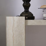 Modern Italian Entryway Console Table, Faux Marble Pattern Sofa Console Table for Entryway & Hallway, Narrow MDF Console Table with Sculptural Pedestal Base DJJXfhome
