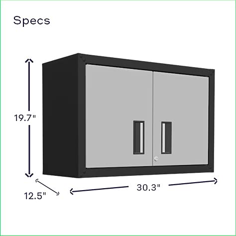 itbe Ready-to-Assemble Floating Garage Storage Cabinet - Wall Mount Garage Cabinet w/Lockable 2 Doors, 44 lbs Shelf Capacity, Removable Shelf, Small Steel Metal Cabinet(Black and Grey)