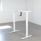 VIVO Compact Hand Crank Stand Up Desk Frame for 37 to 77 inch Table Tops, Ergonomic Standing Height Adjustable Base with Foldable Handle, White, DESK-M051MW VIVO