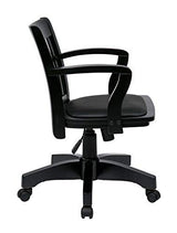 OSP Home Furnishings Deluxe Wood Banker's Desk Chair with Padded Seat, Adjustable Height and Locking Tilt, Black Finish and Black Vinyl Office Star Products