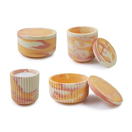 4pcs Cup Shape Candle Jar Silicone Mold with Lid, Handmade Storage Bowl Resin Mould, Flower Pot Vase Concrete, DIY Plaster Cast Cement Rings Jewelry Storage Box Mold XMOX