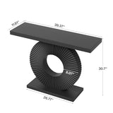Tribesigns Modern Entryway Console Table, 39 inch Wooden Narrow Sofa Table Behind Couch with Geometric Base, Contemporary Accent Table for Living Room, Entrance, Hallway, Black Tribesigns