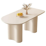 HOTICKME 55.11" Oval Dining Table for 4-6 People, Modern Kitchen Tables with Sturdy Legs, Dinner Tables with 1.88" Thick Tabletop, RectangularTables for Home, Office White HOTICKME