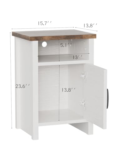 YESHOMY Farmhouse Modern Nightstand with Shelf and Barn Door, Set of 2 for Bedroom, White - WoodArtSupply