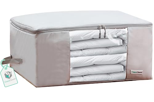 Comforter Storage Bag - Folding Organizer bag for King/Queen Comforters, Pillows, Blankets, Bedding/Quilt, Blanket, Duvet, Mothproof Space Saver; Large Collapsible Organizers, 24"x14"x11" Chaos Cleared
