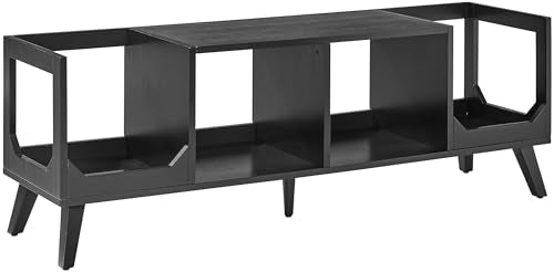 Crosley Furniture Asheville Mid-Century Modern Media Console Record Player Stand, Storage for Vinyl Records, Black Crosley Furniture