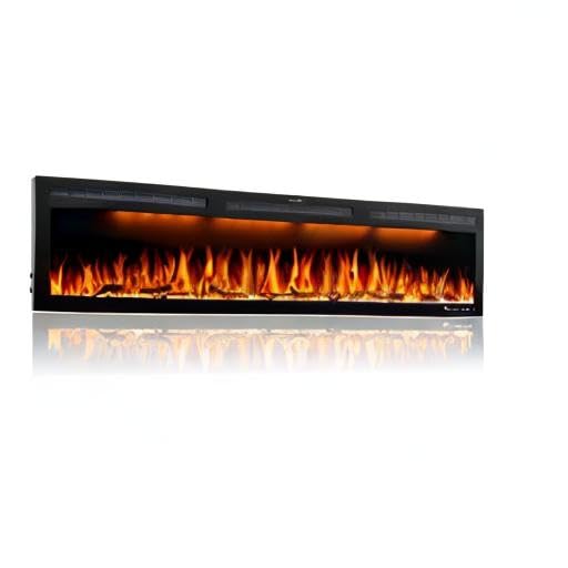 Dreamflame 72 Electric Fireplace Inserts, Recessed & Wall Mounted Fireplace Electric with Ultra-Narrow Frame, Colorful Flame Effect Display on Widescreen, Heat Up Fast, Thermostat, 750W/1500W, Black