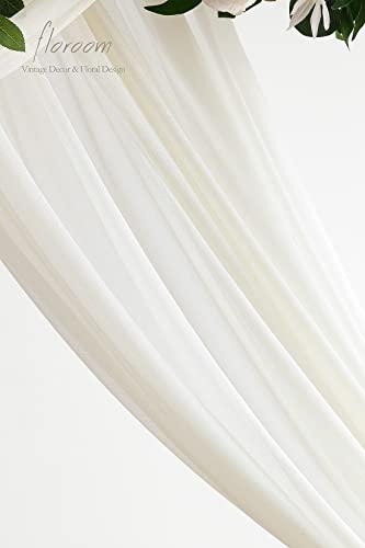 Floroom Wedding Arch Draping Fabric 2 Panels 20Ft Ivory Chiffon Fabric Drapes Arbor Drapery Wedding Ceremony Reception Swag Decorations Floroom