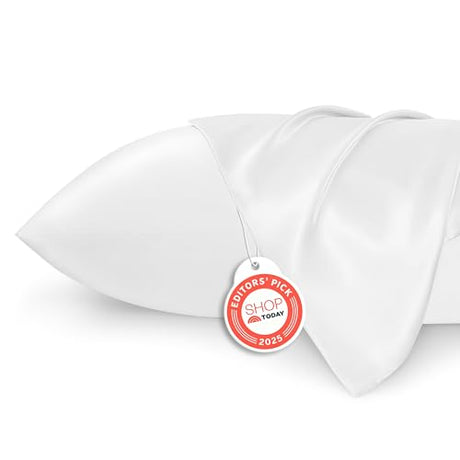 Bedsure King Size Satin Pillowcase Set of 2 - Pure White Silky Pillow Cases for Hair and Skin with Envelope Closure, Similar to Silk Pillow Cases, Gifts for Women Men, 20x36 Inches, 2pcs Bedsure