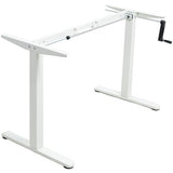 VIVO Compact Hand Crank Stand Up Desk Frame for 37 to 77 inch Table Tops, Ergonomic Standing Height Adjustable Base with Foldable Handle, White, DESK-M051MW VIVO