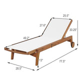 Christopher Knight Home Tristy Chaise Lounge Chair Outdoor, Acacia Wood Frame Sunbathing Pool Lounger, Adjustable Backrest Single Lounge Sofa, Patio Lounge Chaise for Poolside, White + Natural