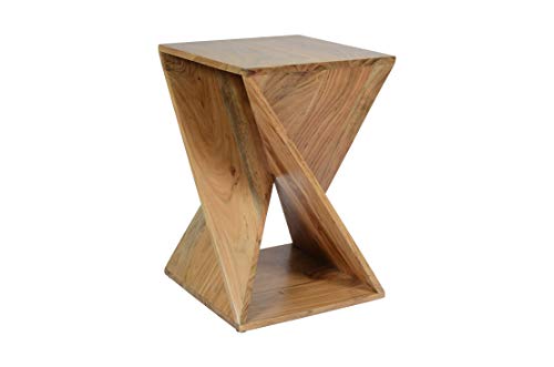 Solid Mango Wood Angled 24" Tall Mid-Century Modern Jasper Table Pre-Assembled
